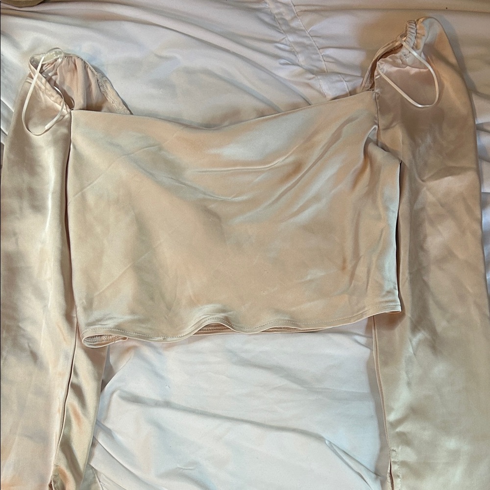 Princess Polly Cream Satin Blouse